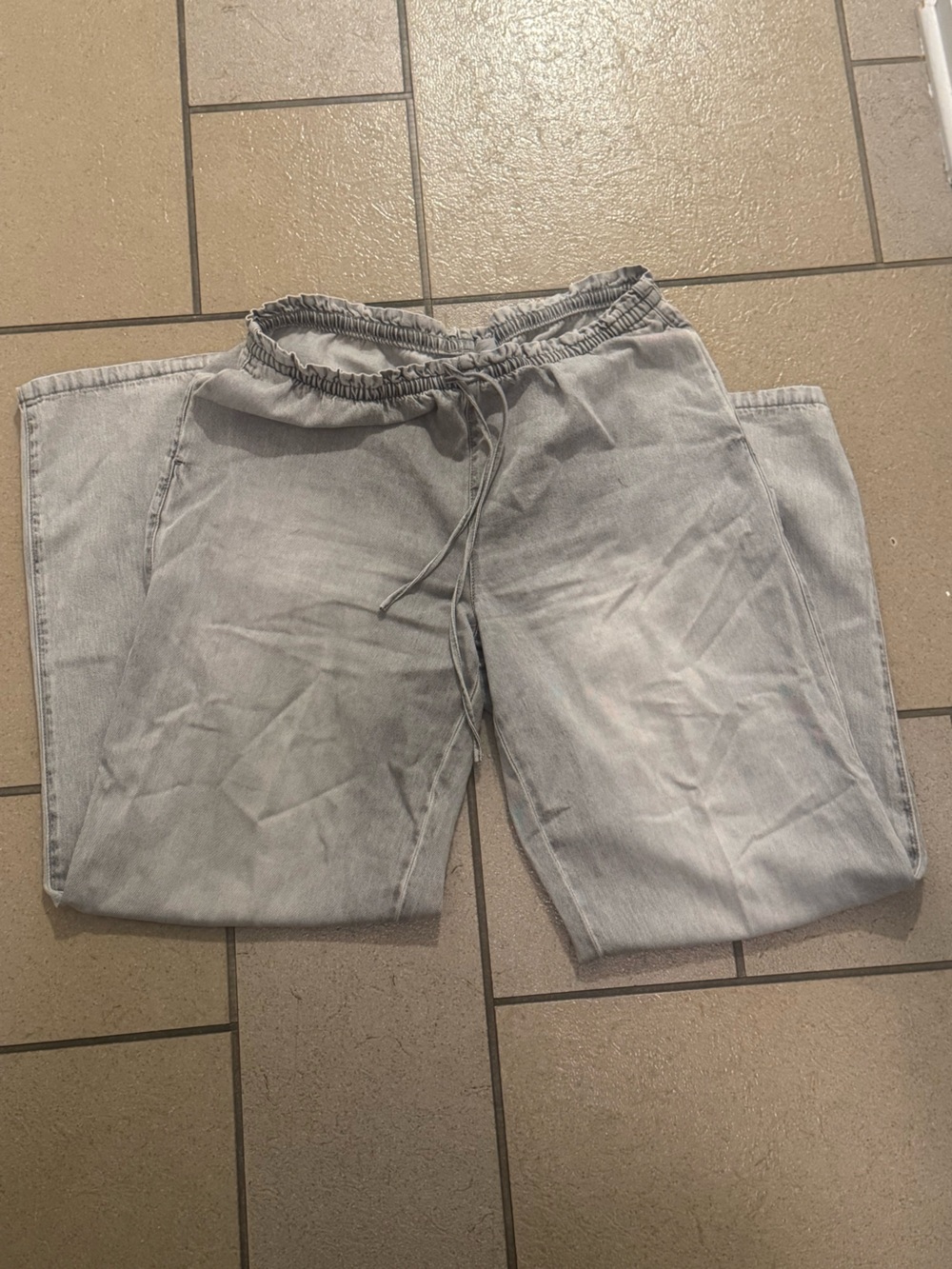 H&M Light Gray Drawstring Denim Pants